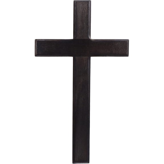 ABCISI Wooden Cross for Wall: 11 Inch Hanging Large Cross, Rustic Christian & Catholic Wall Mounted Decor, Religious Wood for Home, Bedroom, Prayer Room - Party Decor (Black)