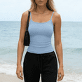 thumbnail image 5 of Womens Tank Tops Camisole Sleeveless Tops Adjustable Spaghetti Straps Basic Trendy Going Out Slim Fitted Summer Clothes Light Blue S, 5 of 5