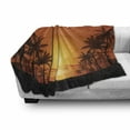thumbnail image 3 of Palm Soft Flannel Fleece Throw Blanket, Sunset and Tropical Tree Silhouettes Sun over Sea, Cozy Plush for Indoor and Outdoor Use, 50" x 60", Burnt Orange Seal Brown, by Ambesonne, 3 of 6