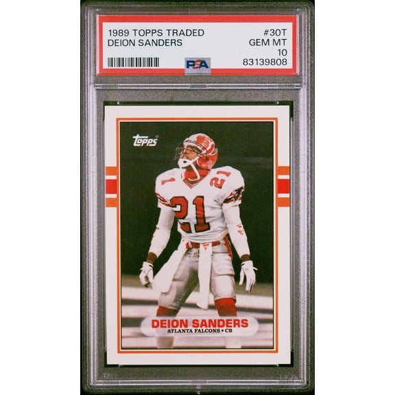 Graded 1989 Topps Traded Deion Sanders #30T Rookie RC Football Card PSA 10 Gem Mint