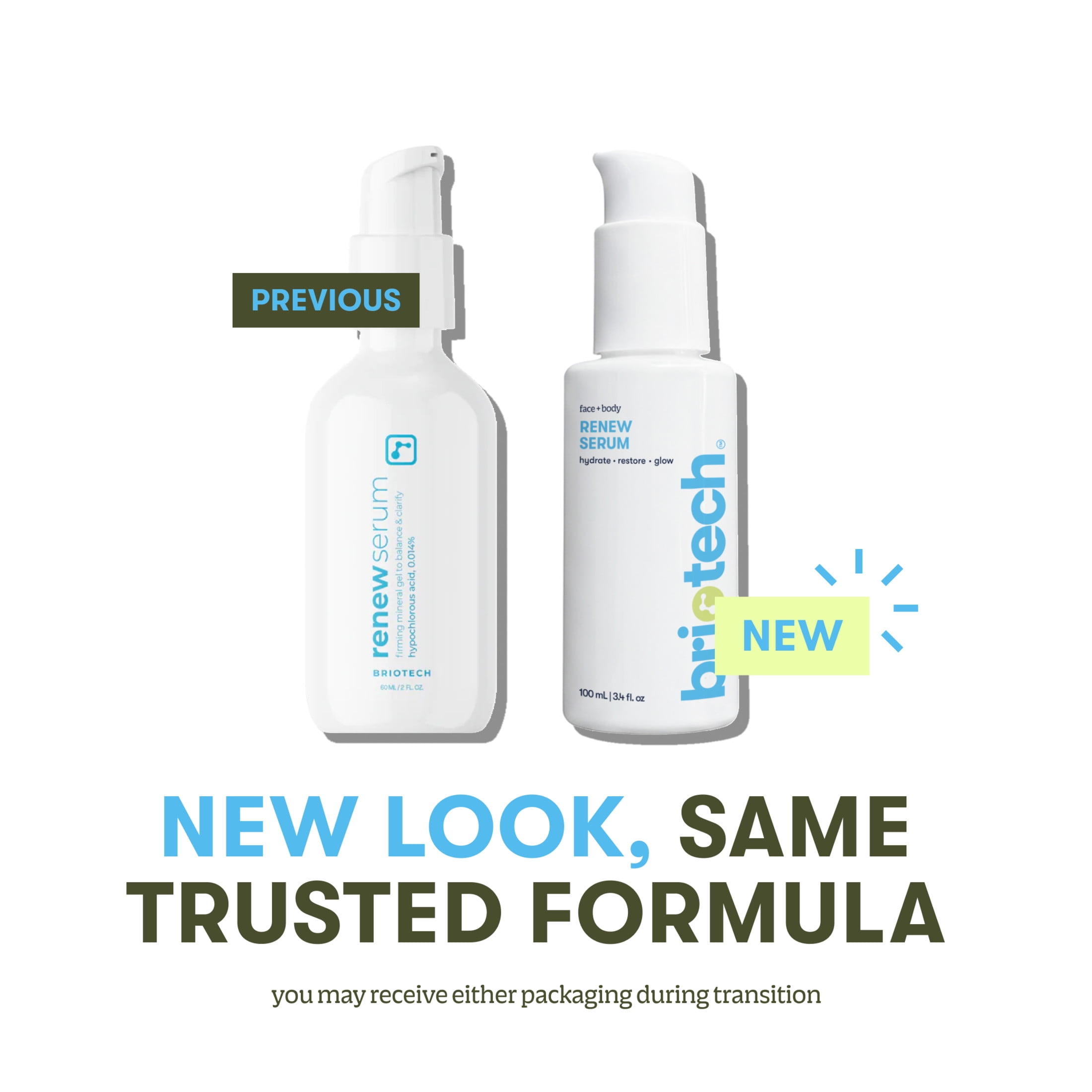 Briotech Skin Renew Serum, Clinically Tested Hypochlorous Acid Mineral Gel, 3.4 fl oz (2 Pack)