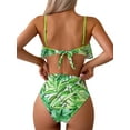 thumbnail image 6 of Musuos Mommy and Me  2-piece Summer Bikini Set, Contrast Color Leaves Print Ruffled Bra with Briefs Family Matching Swimsuit, 6 of 9