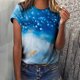 thumbnail image 2 of Jersey de cuello redondo de verano para mujer, camisa informal estampada, blusa superior de fondo Pompotops  hfajkhk138777, 2 of 9