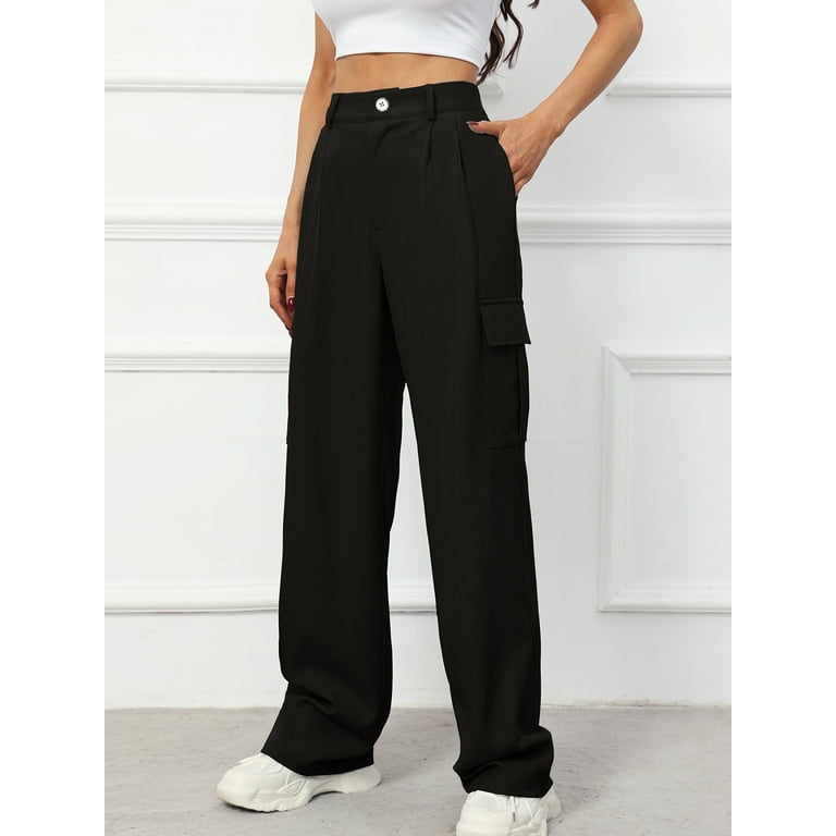 Chiclily Women Wide Leg Pants Loose High Waist Trousers Chiclily Women Wide Leg Pants Loose High Waist Trousers