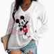 thumbnail image 1 of Spring Autumn Elegant Shirt Women Sexy Long Sleeve V Neck Disney Mickey Mouse Floral Print T Shirt Casual Loose PulloverXL Gao Jinjia LED, 1 of 2