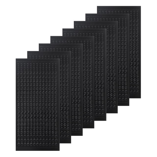 8 Hojas de Etiquetas de Números Brillantes para Uñas Impermeables 3D Números del 0 al 9 Autoadhesivas para Álbum de Fotos