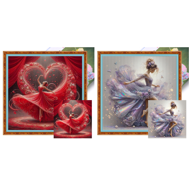 Hilo Algodón Ecológico Bordado Punto Cruz Niña Ballet Con 11CT 50x50cm Rojo