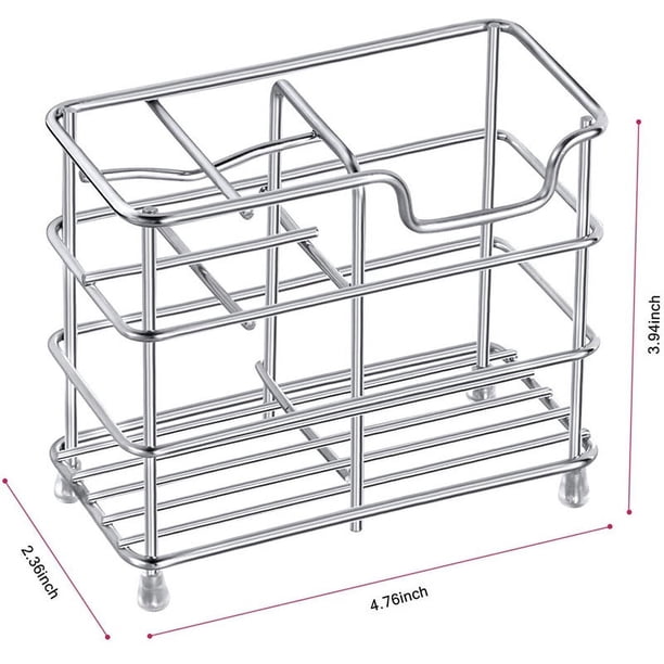 Soporte para cepillo de dientes para baño, 5 ranuras, organizador de accesorios de baño de acero inoxidable plateado, inoxidable