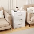 thumbnail image 2 of Costway 1 PCS 3-Drawer Nightstand Modern Bedside Table with Storage Anti-Toppling Kit for Bedroom White, 2 of 10
