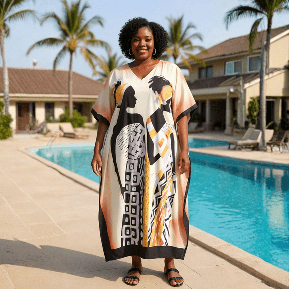 Women's Plus Size Kaftan Dresses Boho Long Maxi Dress Ladies Casual Hippie Kimono Sleeve Loose Caftan Online