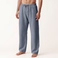 thumbnail image 2 of WOLIAUO Mens Linen Pants Summer Beach Pants Casual Loose Fit with Waist Drawstring Lightweight Vacation Clothing (L Light Gray), 2 of 6