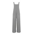thumbnail image 4 of RPVATI Linen Baggy Overalls for Women Adjustable Straps Wide Leg Jumpsuit Lightweight Stretchy Sleeveless Maternity Overalls Light Gray M, 4 of 5