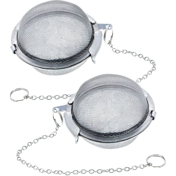 2 Premium Stainless Steel Tea Ball Strainer Infusers - 2.1" Size with Extra Fine Mesh - Steep Loose Leaf Tea, Herbal, Spices & Seasonings - Teapot, Tea & Coffee Cup Mug