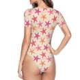 thumbnail image 3 of Uemuo Starfish Pattern Women's One Piece Short Sleeve Swimsuit Rash Guard Surfing Modest Quick-drying Swimsuit Beach Essentials-Large, 3 of 9