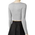 thumbnail image 3 of J. METHOD Women's Long Sleeve Scoop Neck Crop Top Solid Basic Casual Cropped T Shirts NEWT19 Heather Gray M, 3 of 6