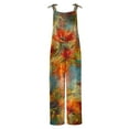 thumbnail image 5 of Wycnly Rompers for Women Vintage Cotton Linen Loose Baggy Adjustable Strap Long Jumpsuits Casual Summer Crewneck Sleeveless Formal Floral Print Maxi Womens Jumpsuits on, 5 of 5