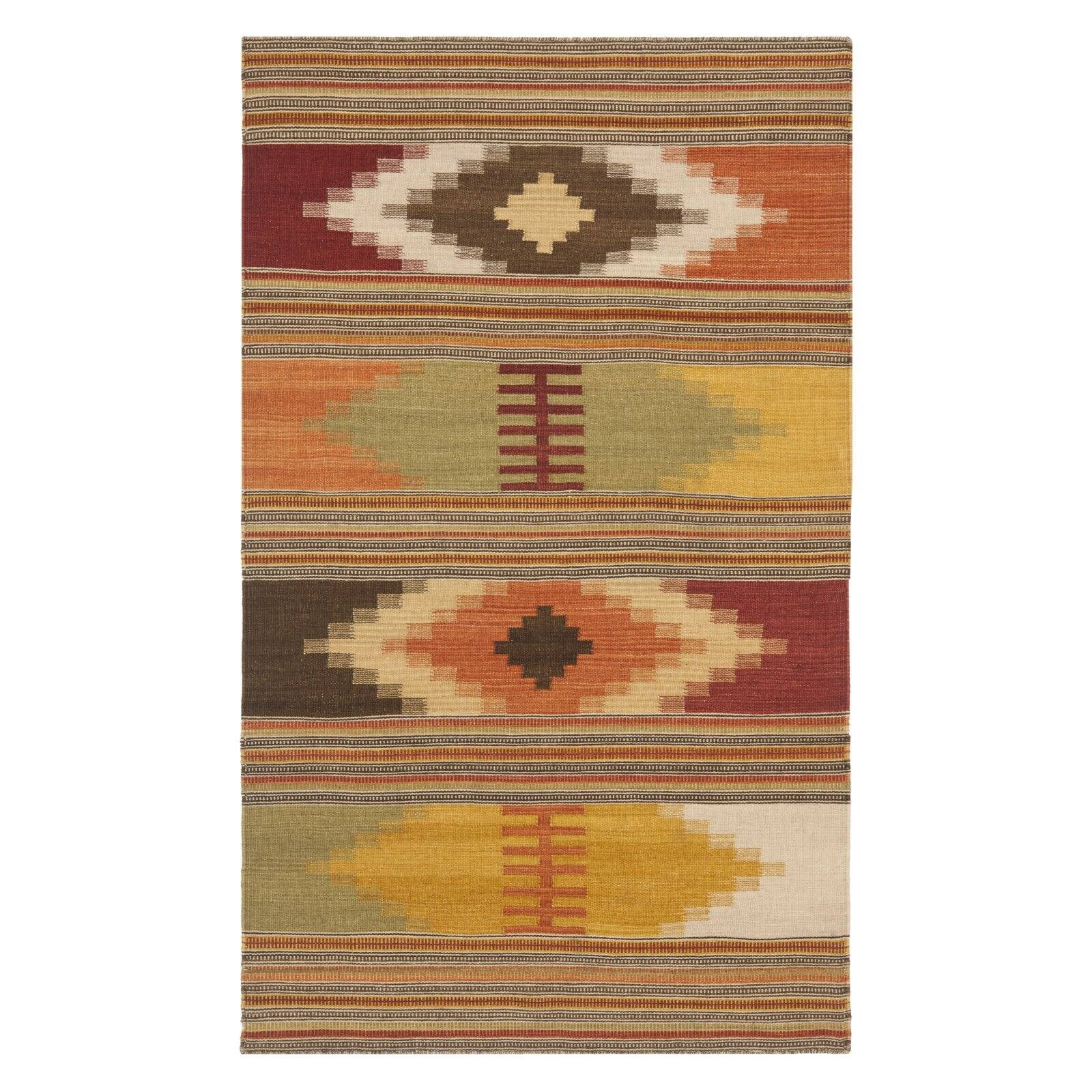 Small Wool Kilim Navajo Southwestern Bohemian Runner Rug 3'x5' Handmade Area Rug 