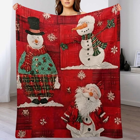 RKSupls Christmas Throw Blanket,Soft Flannel Snowman Blanket, Fuzzy Warm Cozy Winter Blanket for Couch Bed Home Decor,50x60 in