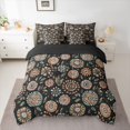 thumbnail image 2 of Homewish Vintage Bohemian Flower Twin Bedding Sets 7-Piece, Black Orange Bedding Comforter Set, Hippie Plant Botanical Reversible Sheet Sets, Microfiber Bedroom Decor, 2 of 7