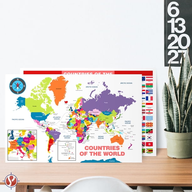 All Countries and Flags of the World Educational Map | Great