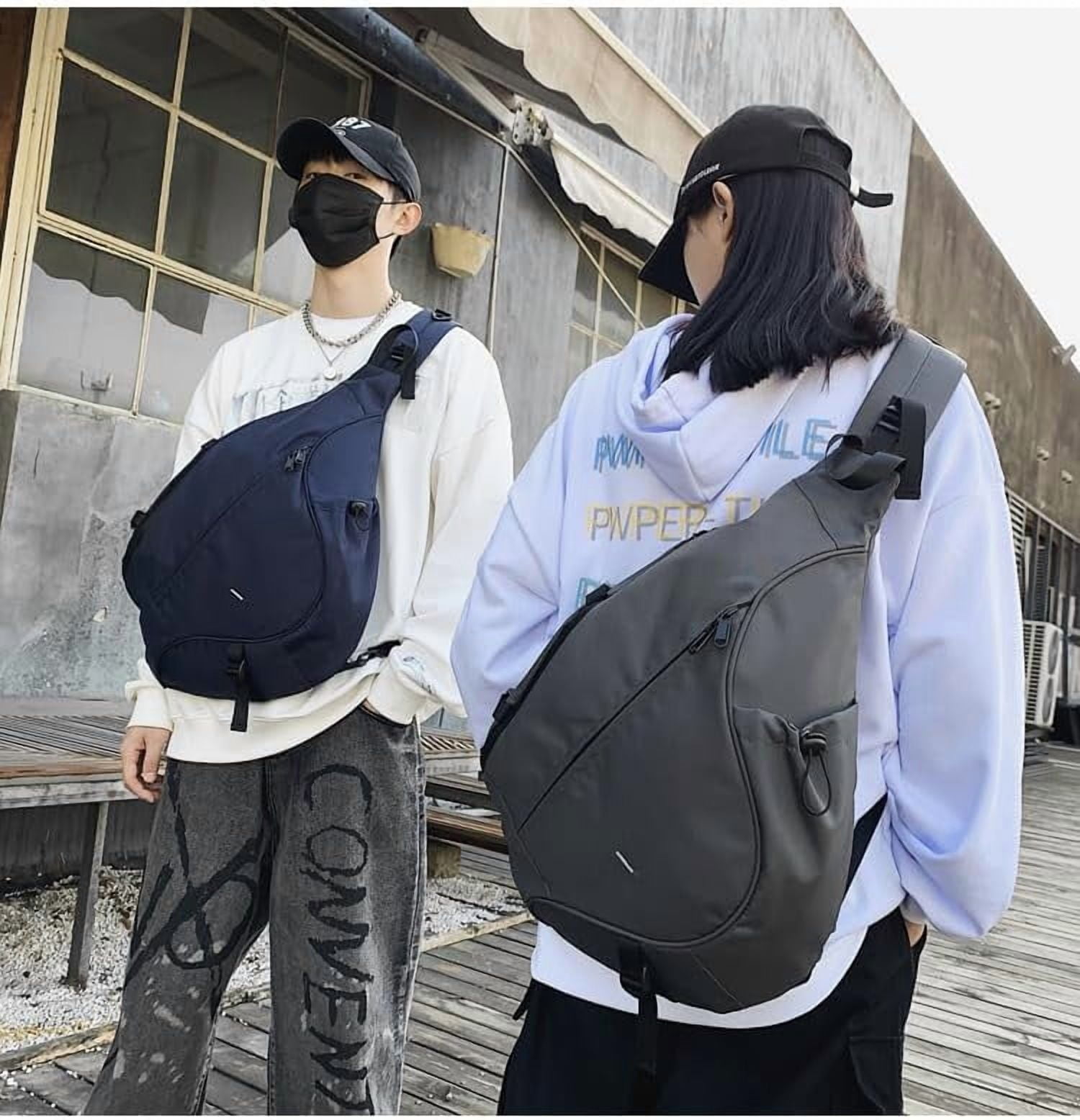 HMSHA Crossbody Shoulder Bag Cool One Strap Motorcycle Sling Bag Techwear Backpack Japanese Harajuku Alt Emo Streetwear