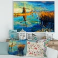 thumbnail image 2 of Designart 'The Deep Blue Lake And Windmills' Nautical & Coastal Framed Canvas Wall Art Print, 2 of 5