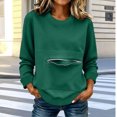 thumbnail image 5 of Crewneck Sweatshirts Women Loose Long Sleeve Solid Color Without Hood Fashion Casual Sweatshirt With Pocket For Everyday Ease Crew Neck Sweatshirts Women, 5 of 6