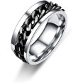 thumbnail image 3 of BLING 3 anillos giratorios de 0.315 in de acero inoxidable, anillos antiansiedad para hombres y mujeres, anillos de rodillos de estrés con ranuras frescas, joyería fresca, 3 of 5