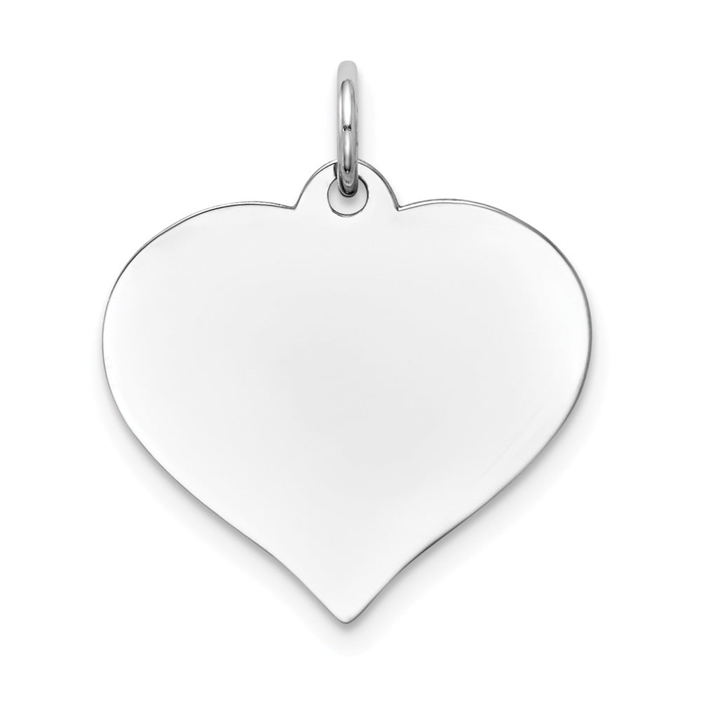 925 Sterling Silver Polished .018 Gauge Heart Engravable Disc Charm Pendant 23mm x 20mm 