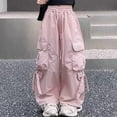 thumbnail image 2 of Ccpelsie Girls Wide Leg Sweatpants Drawstring High Waist Baggy Pants Cute Print Sweatpants with Pockets for Teen 5-14Y(Pink,15-16 Years), 2 of 8