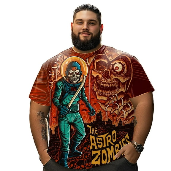 Men T Shirt for Big & Tall Man Graphic Short Sleeve Plus Size Oversized Tee Tshirts 7XLT 3DTS10059