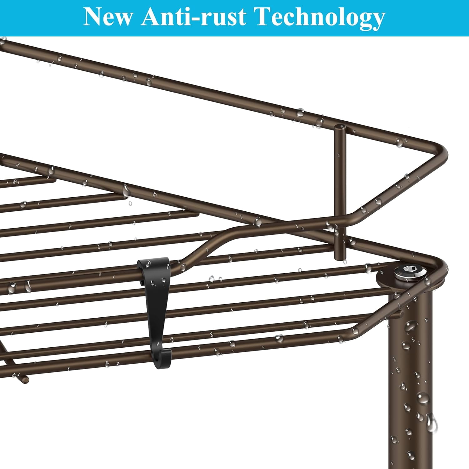 Floor Standing Corner Shower Caddy Organizer Shelf with Hooks, Bathroom Shelves Stand Rack
