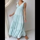 thumbnail image 5 of Vestido de Verano para Mujer, Informal, Sin Mangas, con Escote en V y Fruncido, para Playa. Azul M, 5 of 10
