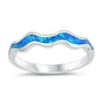 thumbnail image 1 of Blue Simulated Opal Wavy Band Ring Sterling Silver Size 8, 1 of 3
