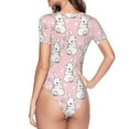 thumbnail image 4 of Fotbe Cute Rabbit Women's Crew Neck Short Sleeves Bodysuit Tops Round Neck Slim Sleeveless Soft Comfortable Basic-Small, 4 of 9