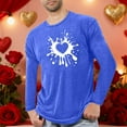 thumbnail image 2 of UVEASISHA Long Sleeve Athletic Shirt for Men Valentines Day Heart Graphic Tees Cotton Blend Casual Regular Fit Tshirts Gym Workout Shirt Blue XL, 2 of 5