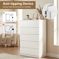 thumbnail image 5 of 5 Drawer Dresser, Modern Storage Cabinet for Bedroom, 40" Tall Chest Mid Century Vertical Dresser w/Natural Texture of Drawers for Living Room, Bed room, White, 5 of 9