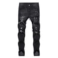 thumbnail image 3 of LilyLLL Mens Ripped Front Washed Jeans Low Waist Slim Fit Denim Pants, 3 of 4