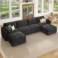 thumbnail image 4 of HONBAY Modular Sectional Cloud Sofa, U Shaped Chenille Couch with Storage and Ottoman for Living Room, Dark Gray, 4 of 10