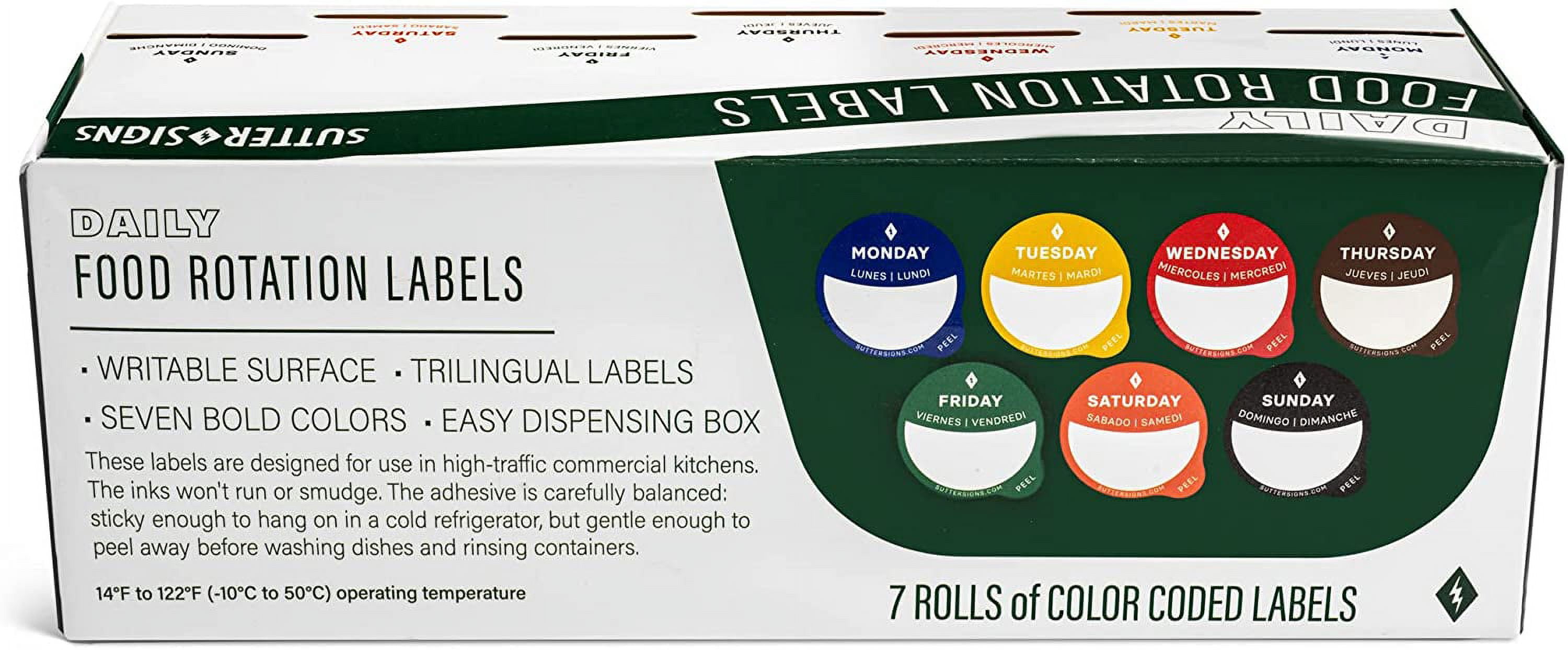 Daily Food Rotation Labels Removable 1" Day Dots for Prep for Fridge and Freezer 7,000 Labels with Dispenser Box