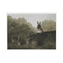WFSposter Wall Art for Living Room Canvas Print Easter Decor Wall Art Three Rabbits Vintage Wall Art Decor Animal Landscape Easter Bunny Oil Painting for Bedroom Office Wall Decor 16x24in