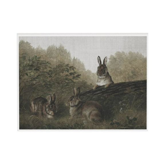 WFSposter Wall Art for Living Room Canvas Print Easter Decor Wall Art Three Rabbits Vintage Wall Art Decor Animal Landscape Easter Bunny Oil Painting for Bedroom Office Wall Decor 16x24in
