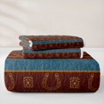 thumbnail image 5 of jejeloiu Teal Western Horse Aztec Print Bed Spread Queen Kids,Boho Farm Pattern Queen Coverlet Set,3pcs, 5 of 7