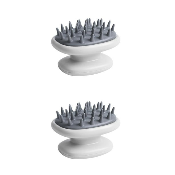 Ounissouiy Cepillo de raíz para el cabello de ducha, masajeador de doble capa para cuero cabelludo, depurador de viaje, lavable, reutilizable, blanco 2piezas