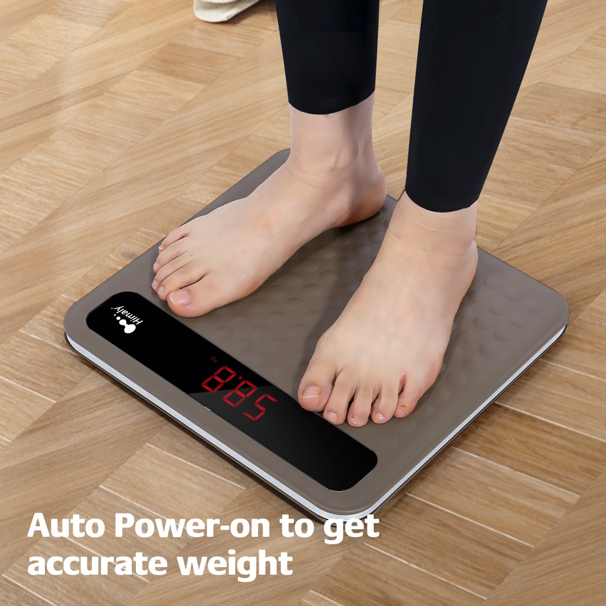 Himaly Digital Body Weight Scale, Highly Accurate & Auto Calibration Bathroom Scale, Easy-to-Read LCD for Home Use, 400 lbs, Brown