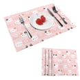 thumbnail image 1 of DouZhe Ensemble de 4 Napperons en Polyester, Motif Chats Mignons Cœurs Roses Résistants à la Chaleur pour Table à Manger, 12 Pouces x 18 Pouces, 1 of 6