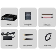 Kinupute Industrial Mini PC, Fanless Desktop Computer Core i7-5500U 2.4-3.0GHz, Windows 10 Pro, 8G RAM, 128G SSD, 2xNICs, 6xCOM RS232, 4xUSB 3.0, HDMI/VGA Ports, Auto Power On, Full Metal Case