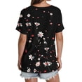 thumbnail image 4 of ALLLIST Womens Tops Pleated Short Sleeve V Neck Blouse Floral Trendy Black Pullover for Women, 4 of 4