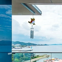 Mlkoz Fall Decorations for Home, Owl Iron Glass Painted Ornaments Wind Chime Garden Courtyard Crafts Pendant, Birthday Gifts