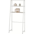 thumbnail image 3 of 3-Tier Metal Over The Toilet Storage Shelving Rack Freestanding Bathroom Organizer with Wood Grain Shelves 27in x 15in 60in White, 3 of 3